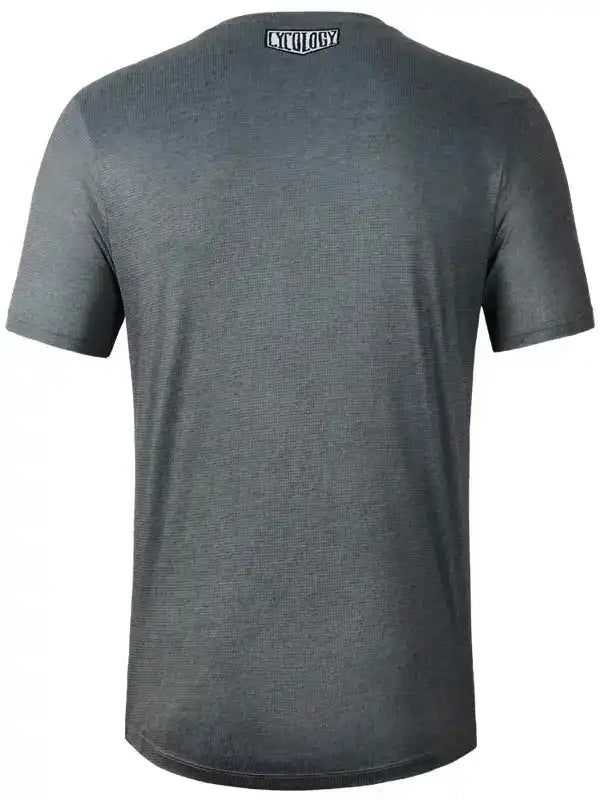 Men's grey cycling t-shirt with small logo, breathable fabric for active rides