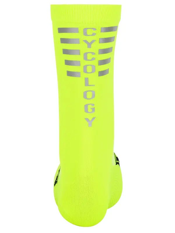 Cycology Lime Reflective Logo Cycling Socks - Cycology Clothing UK