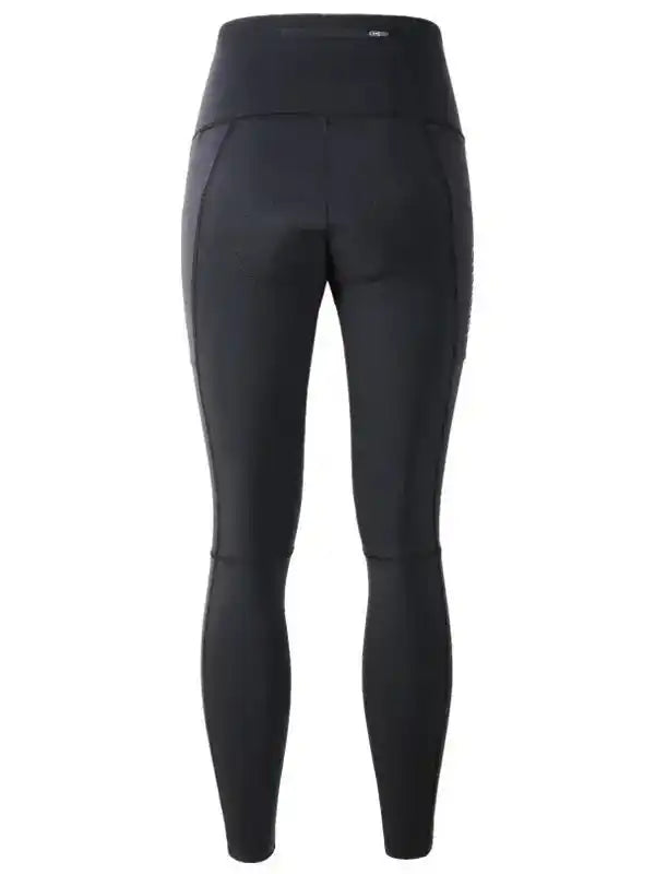Black women's cycling tights with high waist and ergonomic seams for comfort and performance