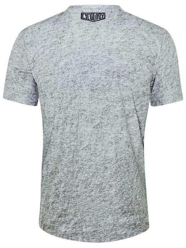 Grey marled cycling t-shirt with Cycology logo at neckline, designed for men's and women's bike rides