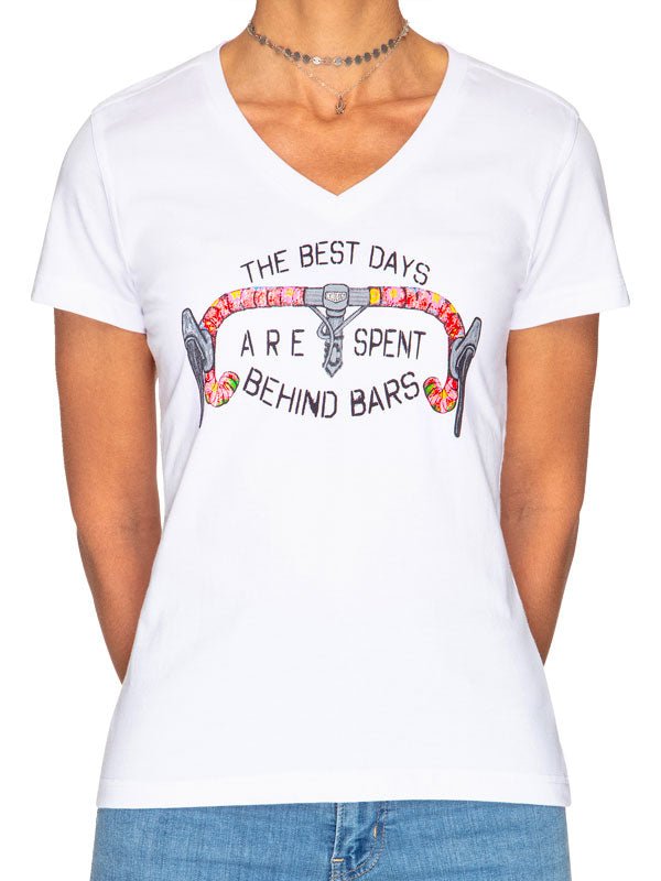 Best Days Behind Bars Women's T Shirt White - Cycology Clothing UK