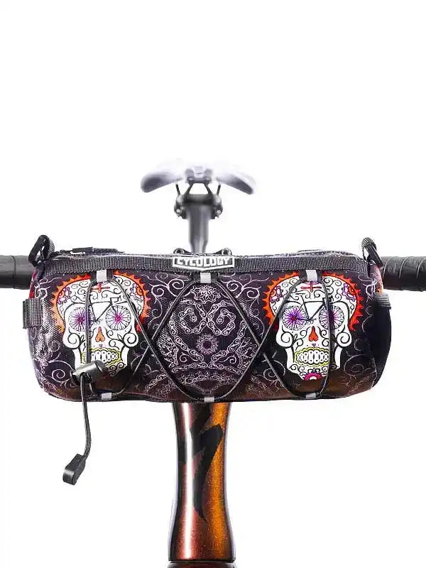 Cycology handlebar bag with sugar skull design for cycling gear