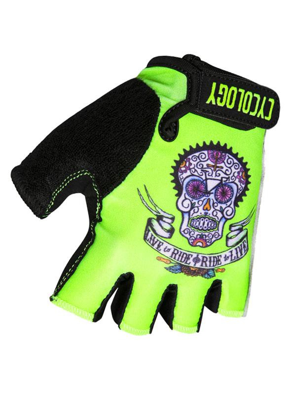 Day of the Living (Lime) Cycling Gloves - Cycology Clothing UK