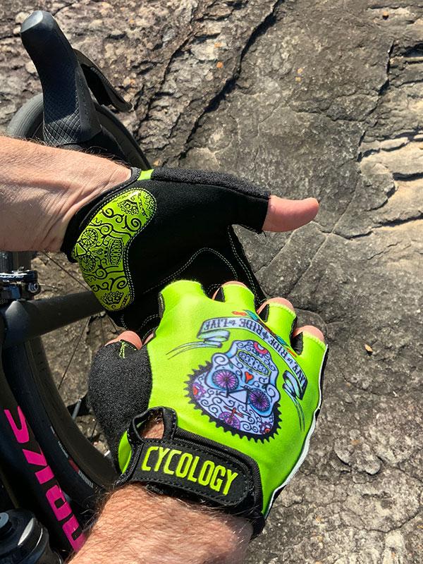 Day of the Living (Lime) Cycling Gloves - Cycology Clothing UK