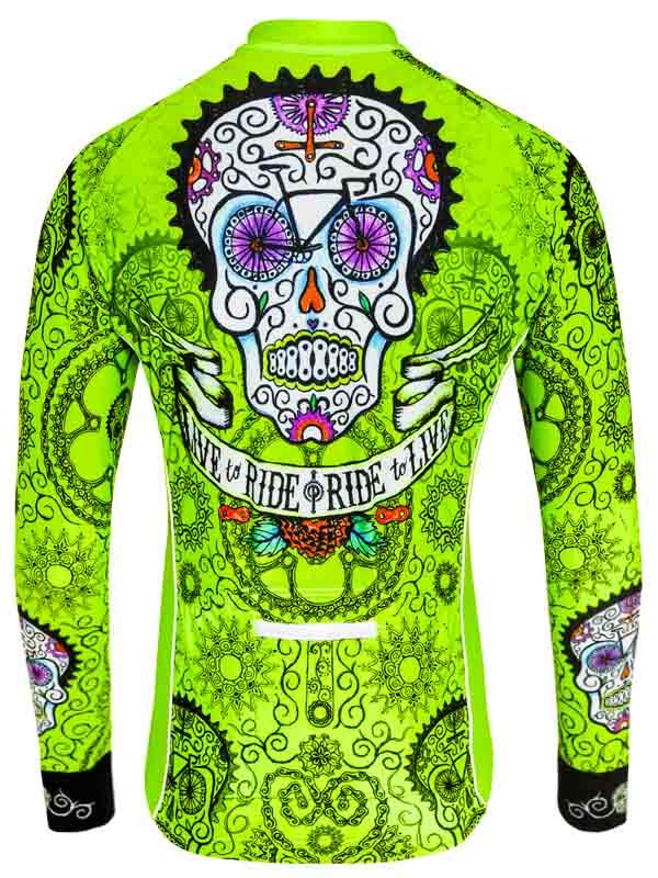 Day of the Living (Lime) Men's Long Sleeve Jersey - Cycology Clothing UK