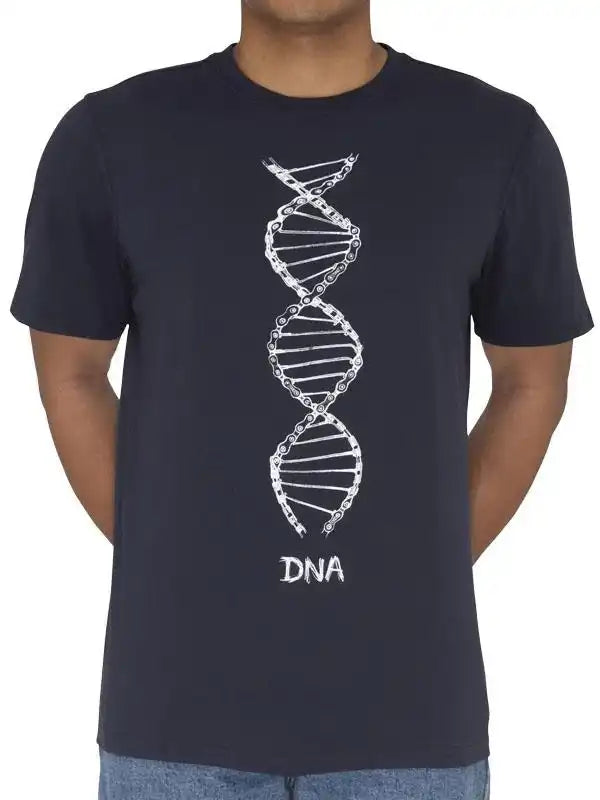 Men's cycling t-shirt with DNA double helix chain design, unique bike apparel