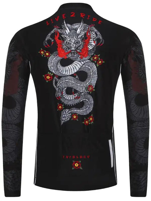 Black long shop sleeve cycling jersey