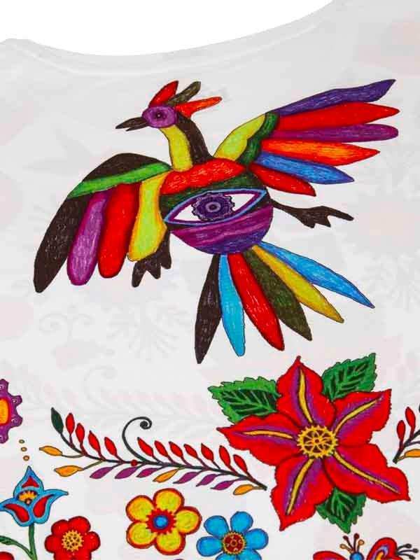 Colorful bird and floral design on women's cycling jersey, vibrant artwork for active wear