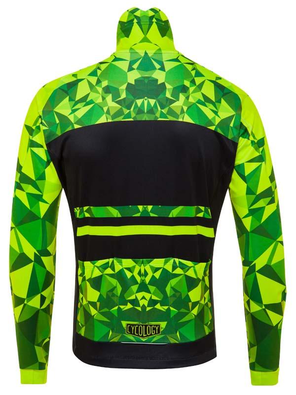Geometric Lime Windproof Winter Jacket - Cycology Clothing UK