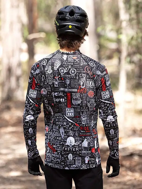 Graffiti Long Sleeve Black Men's Mountain Bike Jersey Cycology