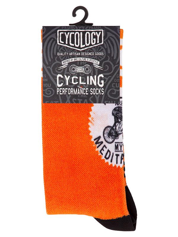Miles are my Meditation (Orange) Cycling Socks - Cycology Clothing UK