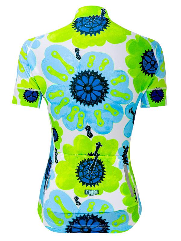 Pedal Flower (Green) Women's Jersey - Cycology Clothing UK