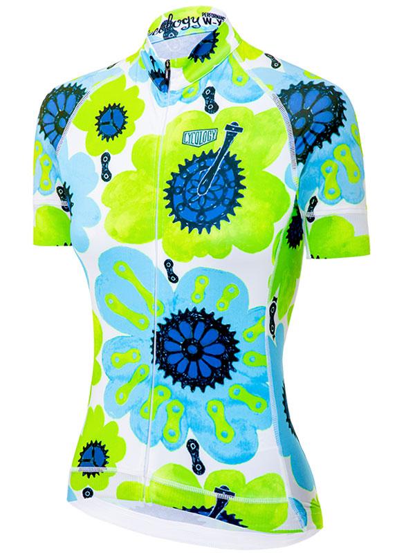 Pedal Flower (Green) Women's Jersey - Cycology Clothing UK