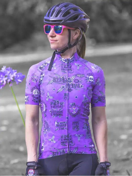 Purple cycling hot sale jersey