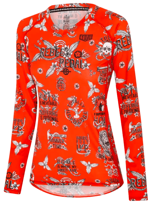 Rebel Pedal Red Women s Long Sleeve Mountain Bike Jersey Cycology UK Cycology Clothing UK