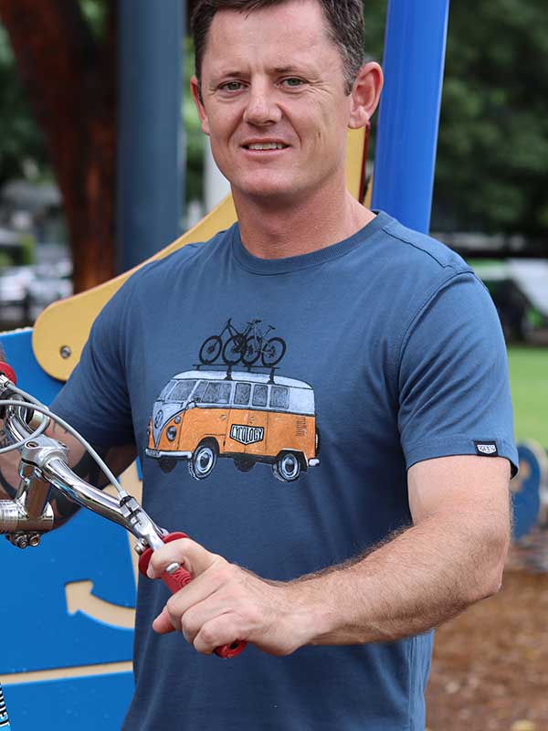 Road Trip MTB (Denim) Men's T Shirt - Cycology Clothing UK