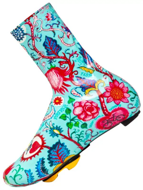 Secret Garden Cycling Shoe Covers- Aqua - Cycology Clothing UK