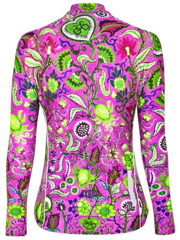 Secret Garden (Pink) Women's Long Sleeve Jersey - Cycology Clothing UK