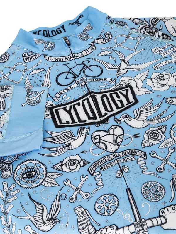 Velo Tattoo (Blue) Men's Cycling Jersey - Cycology Clothing UK