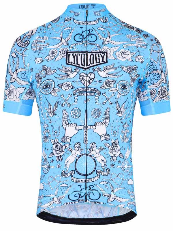 Velo Tattoo (Blue) Men's Cycling Jersey - Cycology Clothing UK