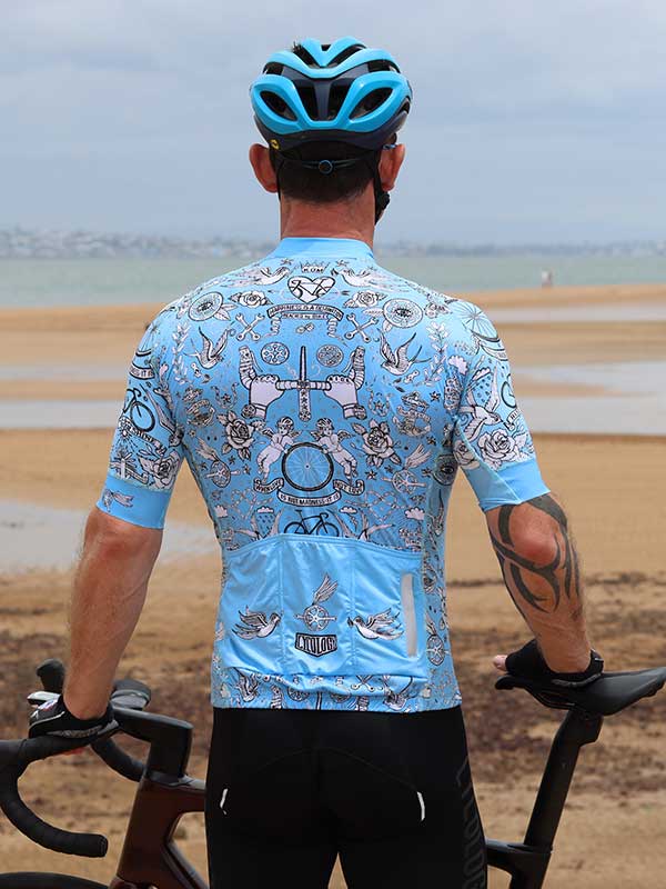 Velo Tattoo (Blue) Men's Cycling Jersey - Cycology Clothing UK